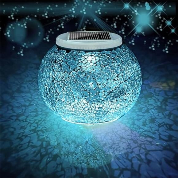 Color Changing Solar Powered Glass Ball Garden Lights, Table Lamps Waterproof - Picture 7 of 7